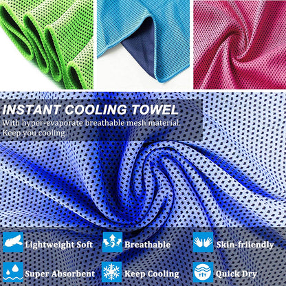 Cooling Towels | 4 Pack 47"X12" | Ice Cool for Neck | Microfiber Soft Breathable Chilly | for Yoga, Sports, Golf, Gym, Camping, Running, Fitness, Workout & More Activities