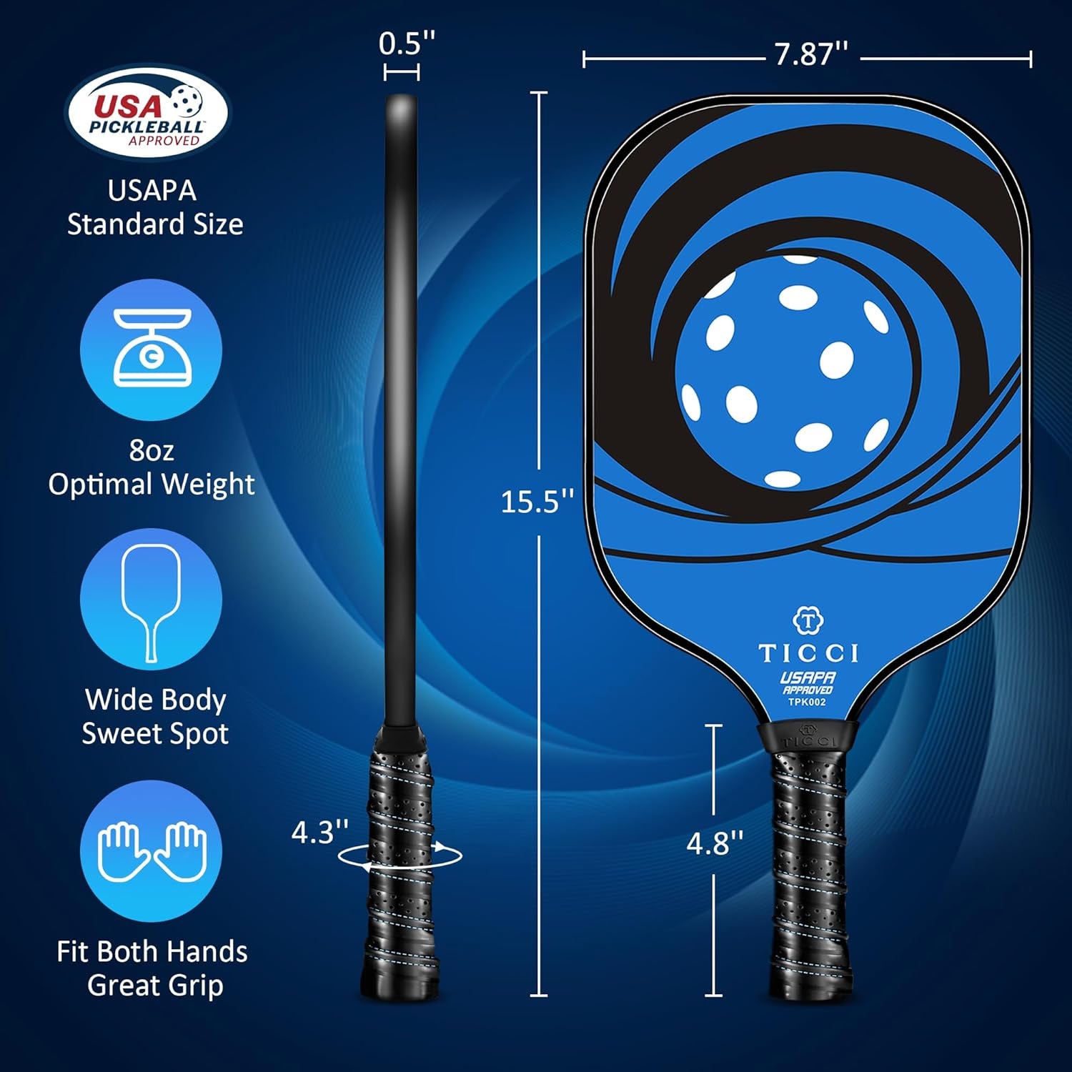Pickleball Paddles Set of 2, USAPA Approved Fiberglass Pickleball Set with 4 Balls & Carry Bag, Lightweight Rackets for Beginners & Adults